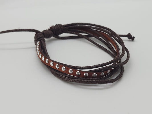 Brown Faux Leather Sliding Knot Boho Bracelet