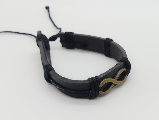 Black Faux Leather Infinity Symbol Bracelet